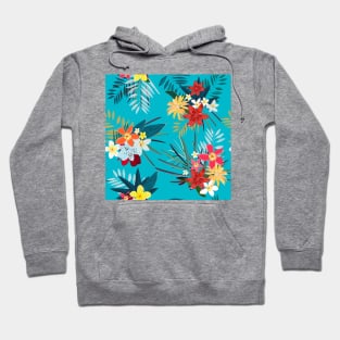 Frangipani lily palm turquoise Hoodie